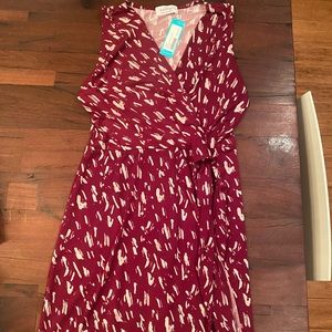 NWT Kaileigh Faux Wrap Knit Dress in Burgundy- Size L